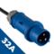 High current exten. cable 10m 32A blue for 230V