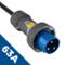 High current exten. cable 15m 63A blue for 230V